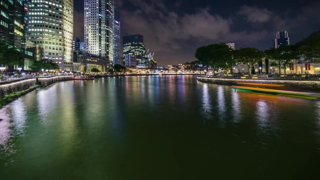 Singapore night river traffic timelapse. ProRes 422 in 4k