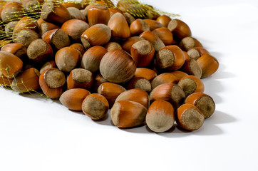 Hazelnuts. Food background, photo wallpaper. Nut macro.