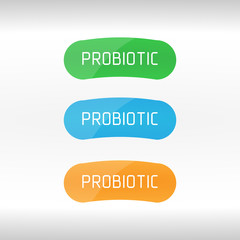 Probiotics Bacteria Vector Logo. Prebiotic, Lactobacillus Vector Icon Design. Concept of Logo or Vector Symbol for Milk Products Contains Lactobacillus Probiotic Bacteria.