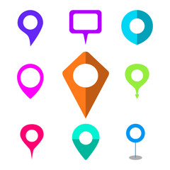 Set navigation pins, points Navigation markers collection. Vector object icons, graphic design in a flat style isolated on white background.