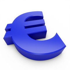 3D Rendering Blue Euro Sign isolated on white background