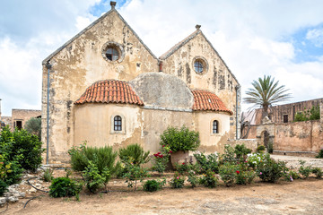Fototapeta na wymiar Inner yard of Arkadi Monastery, Crete, Greece