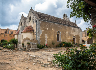 Fototapeta na wymiar Inner yard of Arkadi Monastery, Crete, Greece
