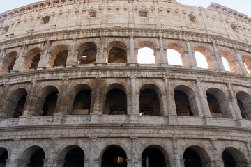 Colosseum, Rome, Italy - November 23 2017: Rome ancient arena of gladiatorial fights. It is the best-known monument in Italy,