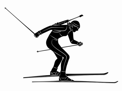 illustration of a biathlon skier , vector draw