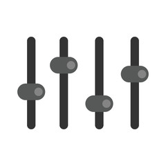 Sound mixer, mixing console faders. Sound bar slider, control panel tumbler. Vector Illustration.
