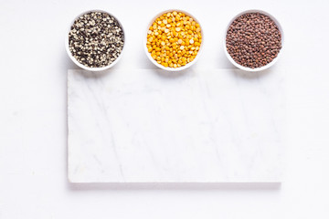 Raw Pulses Or Lentils - Sabut Masoor, Chana, Urad - Horizontal Image
