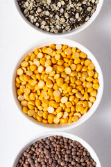 Raw Pulses Or Lentils - Sabut Masoor, Chana, Urad - Close-up