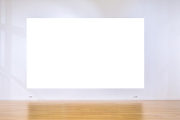 Mock up blank poster in gallery interior