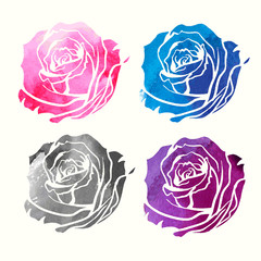 set of watercolor roses