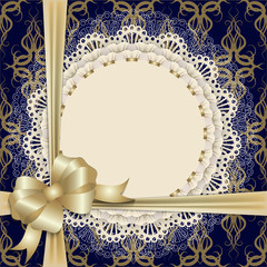 lace cloth with gold bow