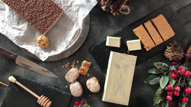 Eating Turron, traditional Spanish sweet