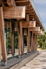Fototapeta na wymiar Modern Architecture with Timbers and Glass