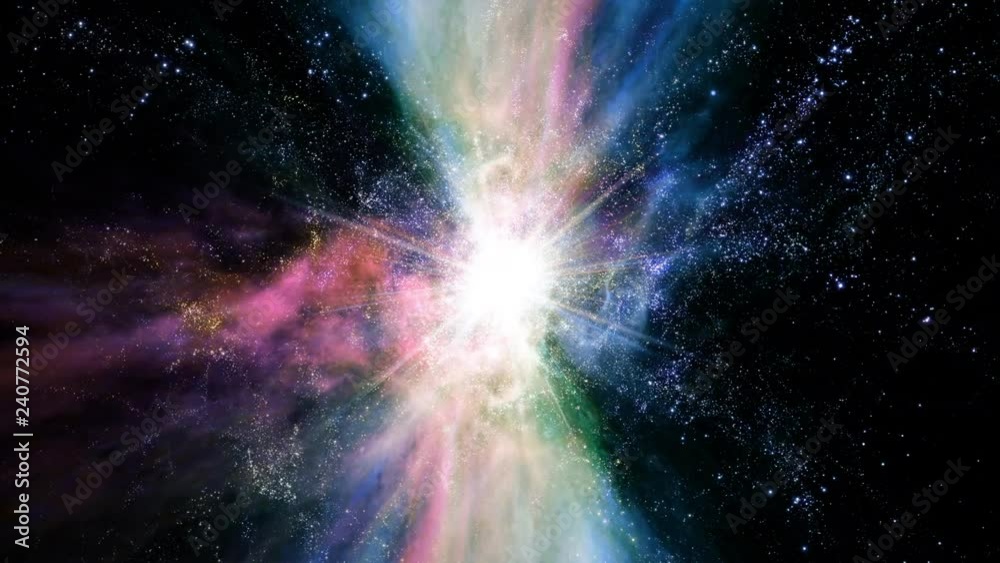 Canvas Prints space 2421: traveling through star fields in space as a supernova bursts light (loop).