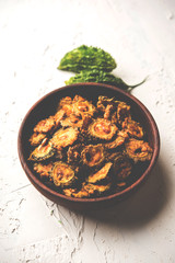 Karela Chips or Bitter Gourd Fry is a healthy snack recipe