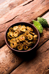 Karela Chips or Bitter Gourd Fry is a healthy snack recipe