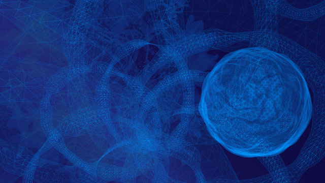 blaue Sph&auml;re auf Spiralbahn