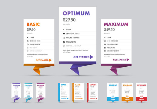 Pricing Table Layout Set