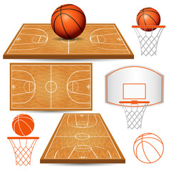 Basketball basket, hoop, ball, fields