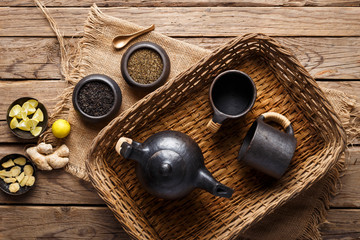 Herbal Tea Ingredients - Tea Leaves, Ginger and Lemon