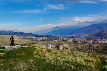 Fototapeta na wymiar Panoramic view of the outskirts of Vanadzor, Armenia