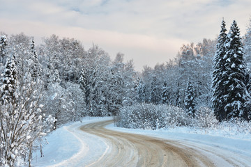 Obraz premium snowy road in winter