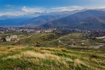 Fototapeta na wymiar Panoramic view of the outskirts of Vanadzor, Armenia