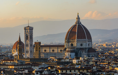 Fototapeta premium View of the Cathedral of Santa Maria del Fiore or the Duomo from Piazzale Michelangelo. Florence. Italy