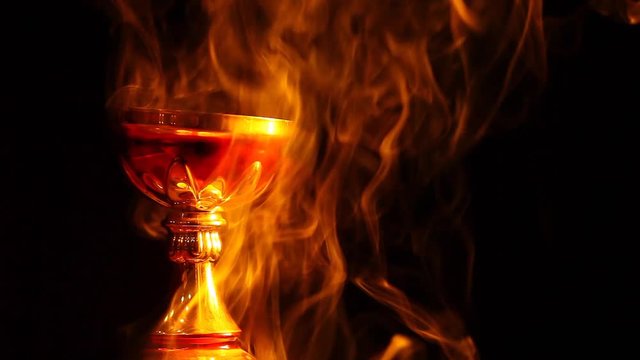 gold cup smoke dark background hd footage 