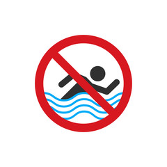 No swimming sign, on white background, vector illustration