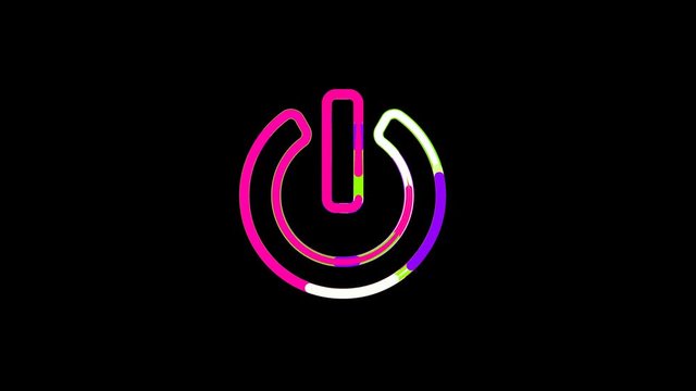 Circles gather in symbol power off. After it crumbles in a line and moves to the camera. Alpha channel black