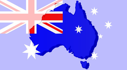 Illustration of an Australian flag with a contour of its borders