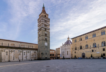 Beautiful view of Piazza del Duomo in a moment of tranquility, Pistoia, Tuscany, Italy