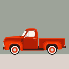 red pickup, vector illustration , flat style