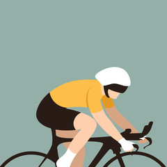 cyclist  in helmet, vector illustration, flat style, profile