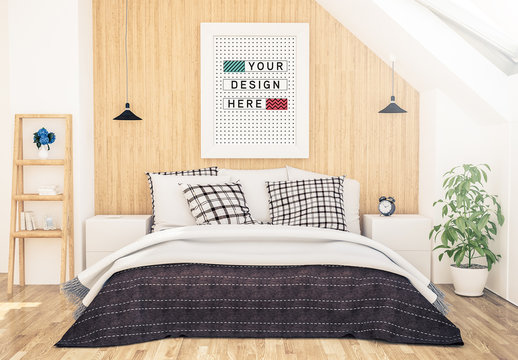 Framed Print in Bedroom Mockup