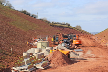 Road construction site equipment