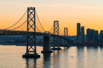 Fototapeta na wymiar San Francisco–Oakland Bay Bridge Sunset