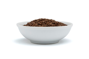 withe bowl with ground flaxseed