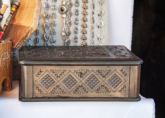 Carved wooden on sale in a local tourist bazaar