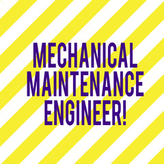Word writing text Mechanical Maintenance Engineer. Business concept for Responsible for machines efficiency Diagonal Twotone Lines photo Forming Triangular Shape Blank Copy Space