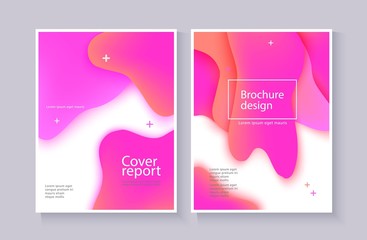 Vector corporate report cover background with expressive purple wave motion flow. Modern style presentation template, commercial poster layout, dynamic brochere design