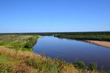 Fototapeta na wymiar summer day on the bank of Colva, Ural