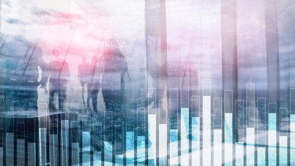 Business and finance graph on blurred background. Trading, investment and economics concept.