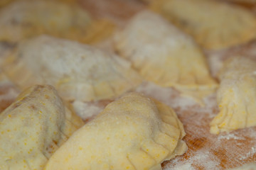 Traditional homemade fresh polish pierogi with vegan stuffing