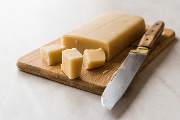Homemade Almond Paste Whole Marzipan on Wooden Board.