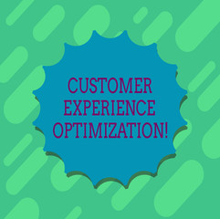 Conceptual hand writing showing Customer Experience Optimization. Business photo text approach to the customer experience Blank Seal with Shadow for Label Emblem Monogram Stamp Top Quality