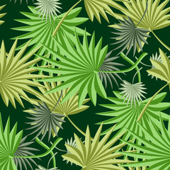 Naklejka na ściany i meble Tropical palm leaves seamless vector floral pattern background