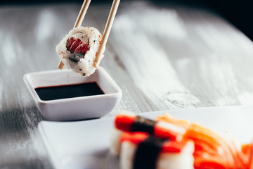 Fresh and delicious sushi Japanese food. Image of Japanese food