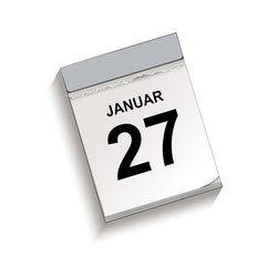 Kalender Januar 27, Abreißkalender mit Datum, Vektor Illustration isoliert auf weißem Hintergrund